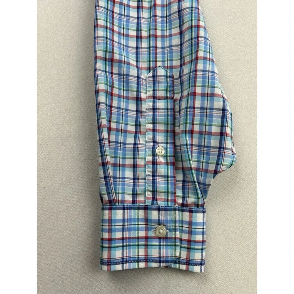 Polo Ralph Lauren Performance Shirt 1XB Blue Green Red White Check Long Sleeve‎
